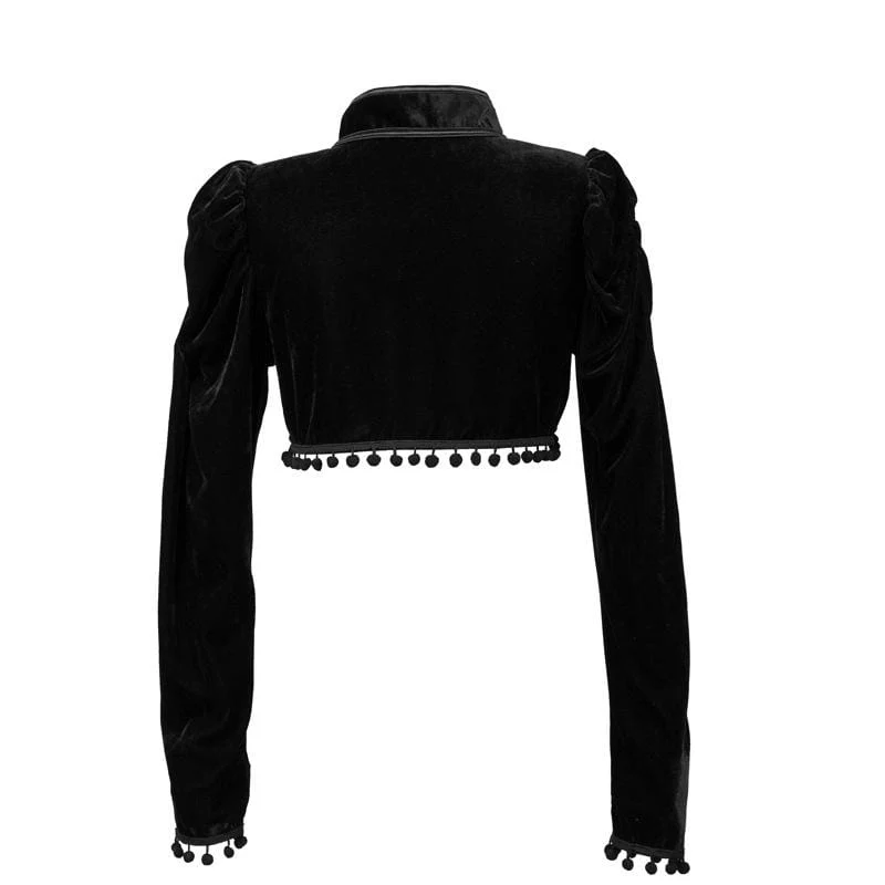 Women's Gothic Stand Collar Capes With Tassels - Image 3