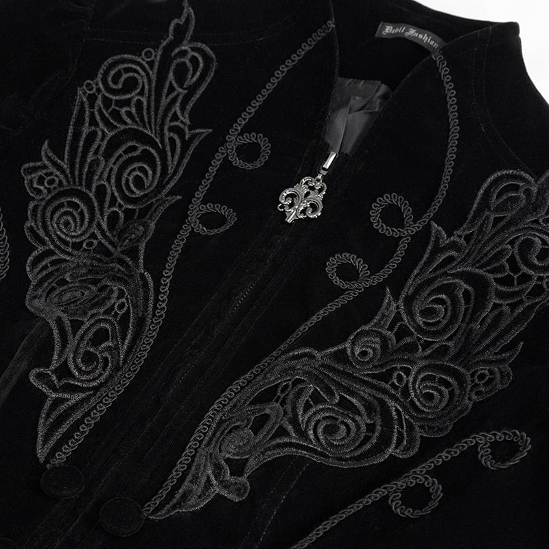 Women's Gothic Stand Collar Floral Embroidered Jacket - Image 9