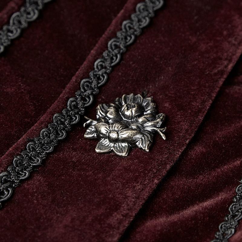 Women's Gothic Stand Collar Forked Tail Velvet Jackets - Image 6