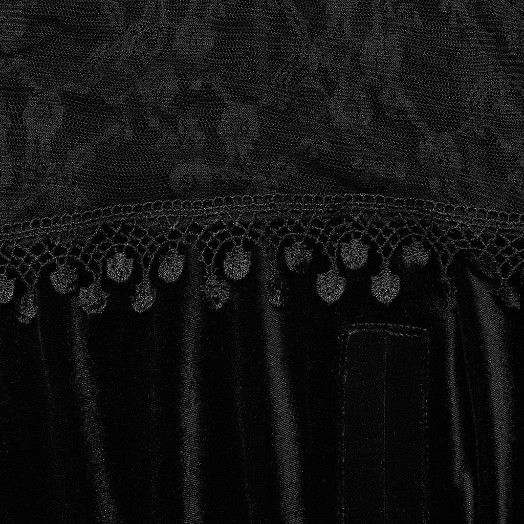 Women's Gothic Stand Collar Lace Splice Velvet Cape - Image 9