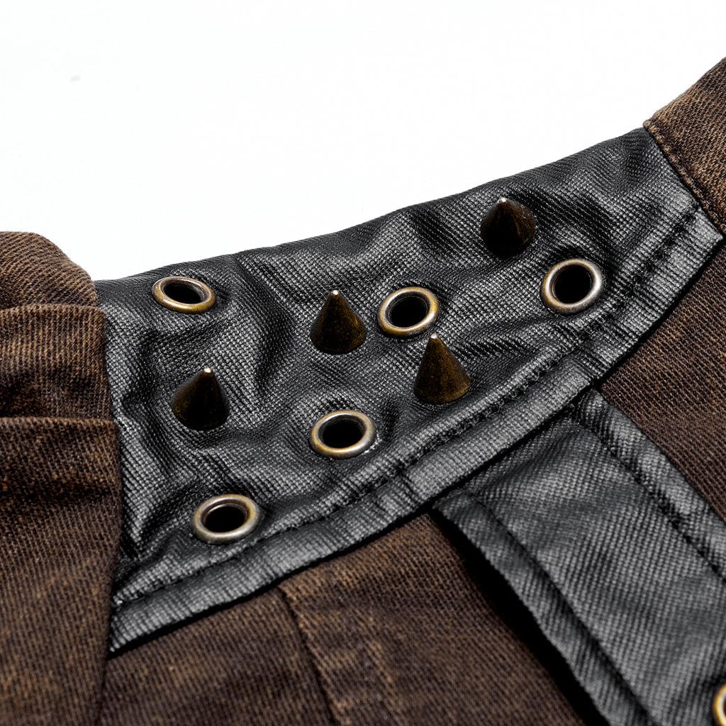 Women's Gothic Stand Collar Rivet Buckle Jacket - Image 7
