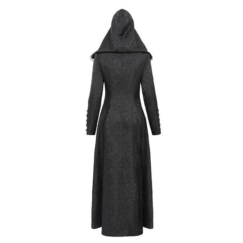 Women's Gothic Stand Collar Ruffled Coat with Hood - Image 10