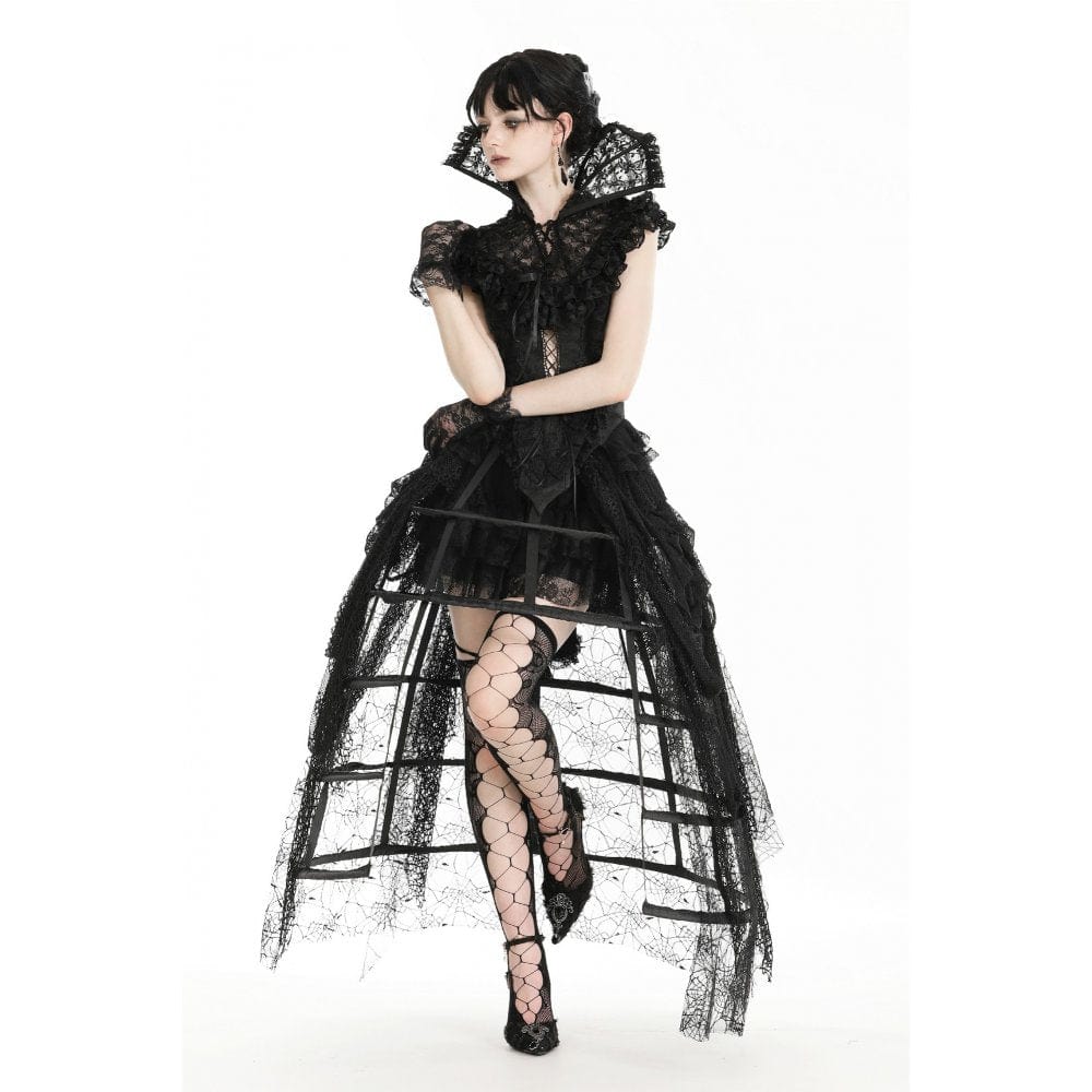 Women's Gothic Stand Collar Ruffled Lace Cape - Image 6