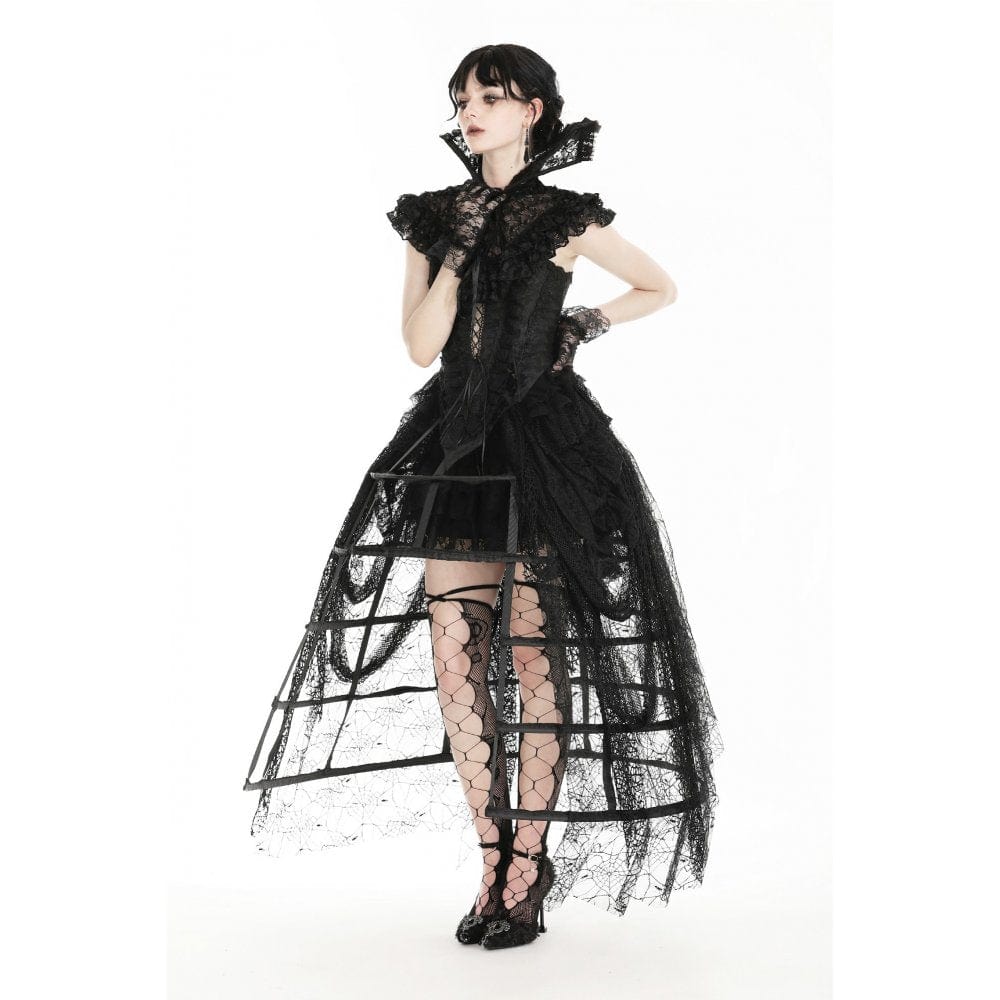 Women's Gothic Stand Collar Ruffled Lace Cape - Image 8