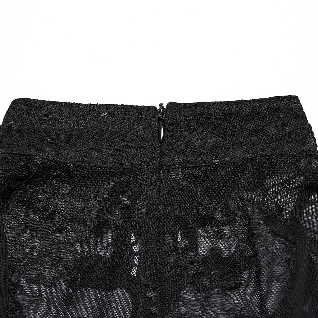 Women's Gothic Stand Collar Ruffled Lace Shirt - Image 8