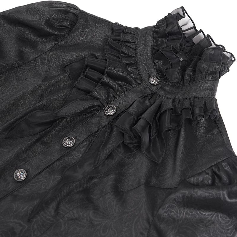 Women's Gothic Stand Collar Ruffled Swallow-tailed Shirt - Image 10