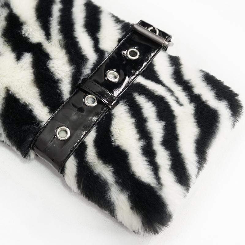 Women's Gothic Stand Collar Zebra-stripe Buckles Jacket - Image 8