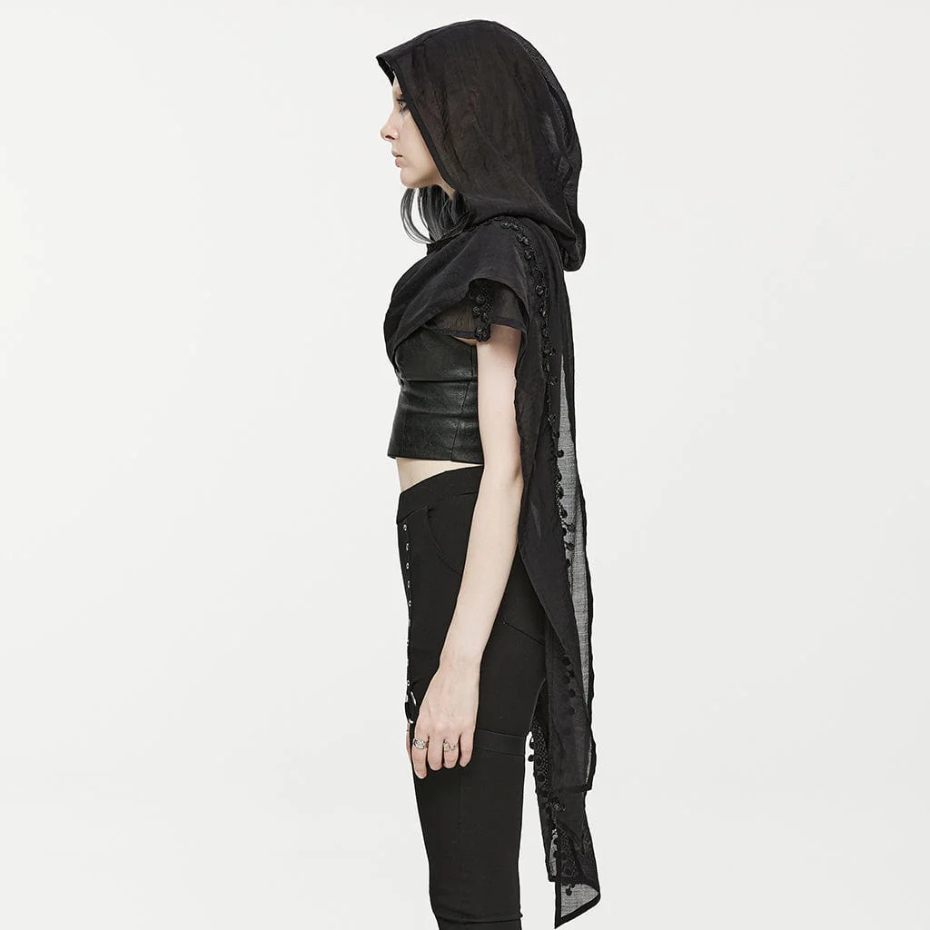 Women's Gothic Star Cutout Scarf with Hood - Image 11
