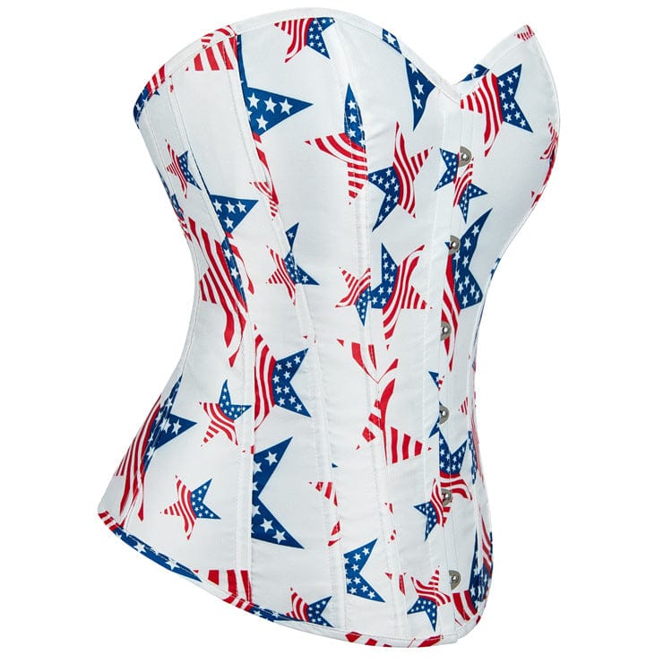 Women's Gothic Star Printed Lace-up Overbust Corset - Image 2
