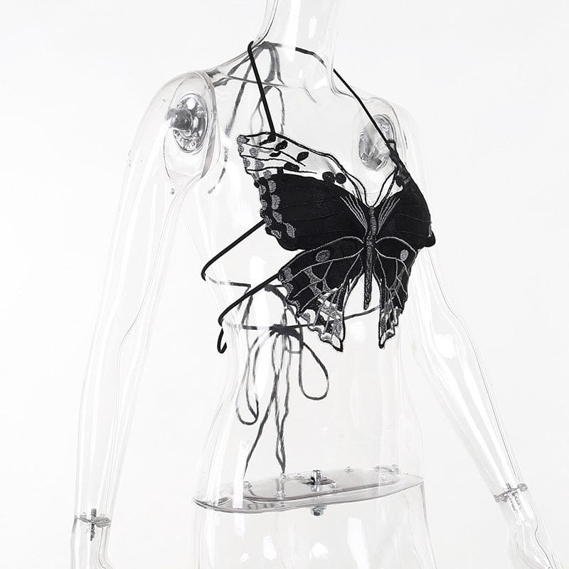 Women's Gothic Strappy Butterfly Embroidered Bustier - Image 8