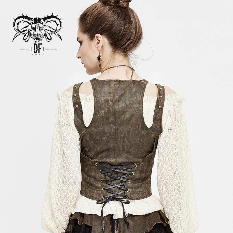 Women's Gothic Strappy Cutout Tie-dye Vests - Image 3
