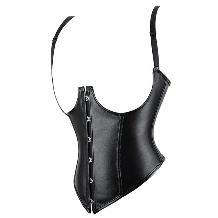 Women's Gothic Strappy Faux Leather Underbust Corset with Straps - Image 3
