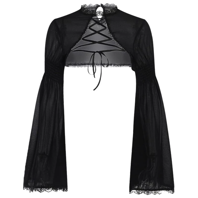 Women's Gothic Strappy Flared Sleeved Cape - Image 5