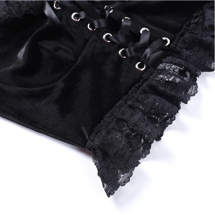 Women's Gothic Strappy Flared Sleeved Lace Shirt - Image 10