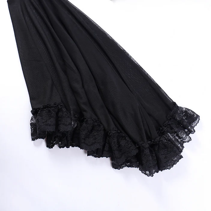 Women's Gothic Strappy Flared Sleeved Lace Shirt - Image 13