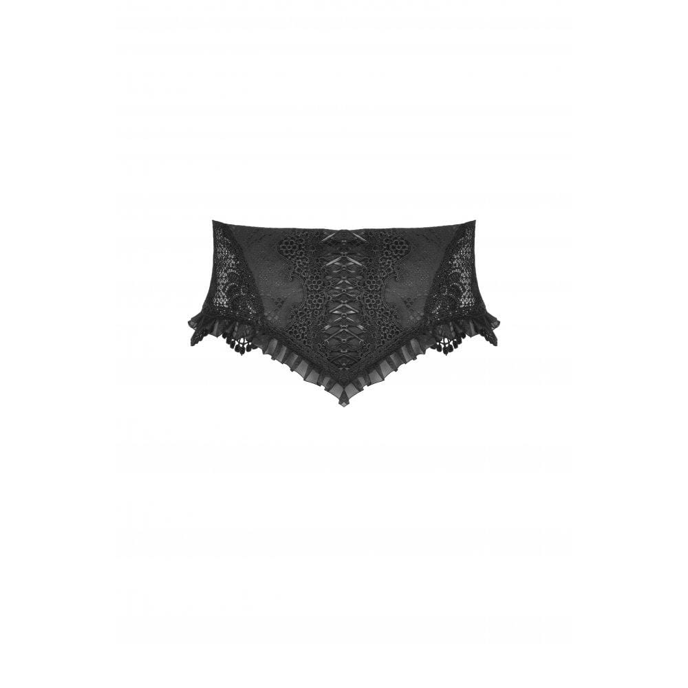 DIL Women's Gothic Strappy Floral Embroidered Falbala Corset - Image 6