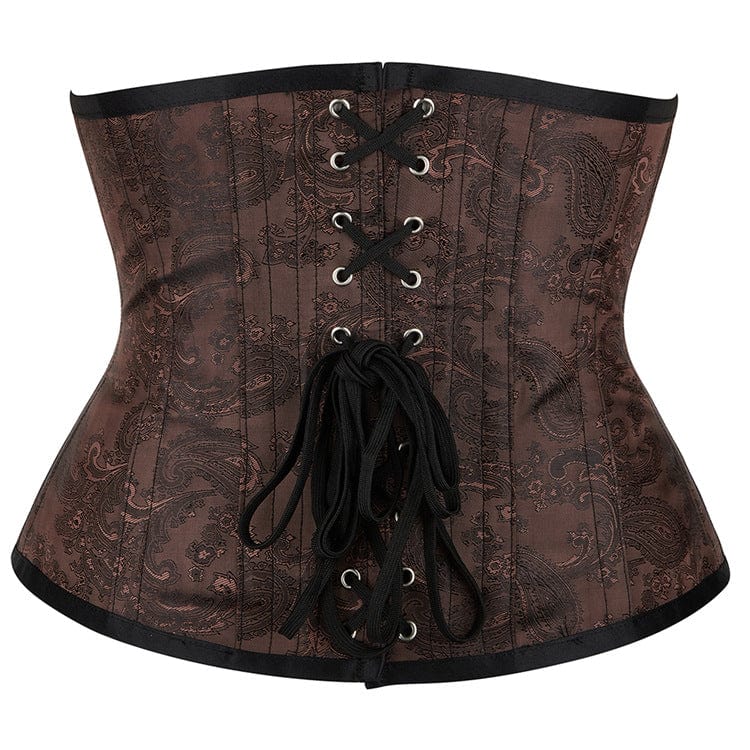 Women's Gothic Strappy Floral Printed Underbust Corset - Image 2