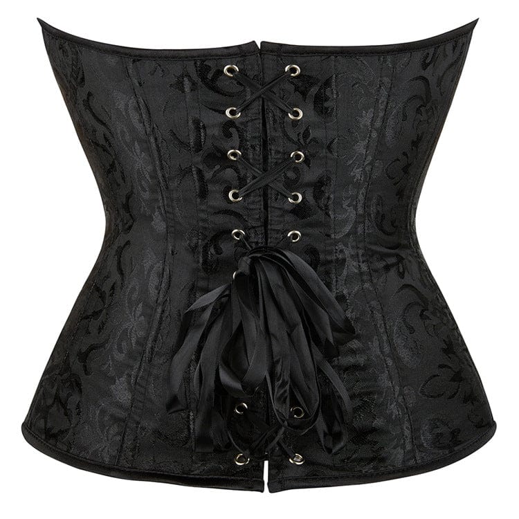 Women's Gothic Strappy Jacquard Zipper Overbust Corset - Image 2