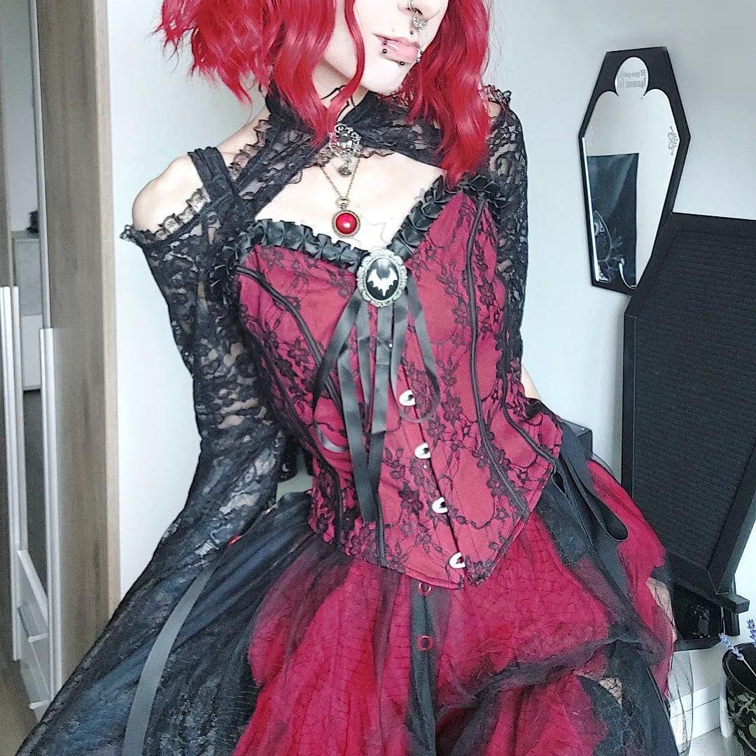 Women's Gothic Strappy Lace Splice Bustier - Image 6