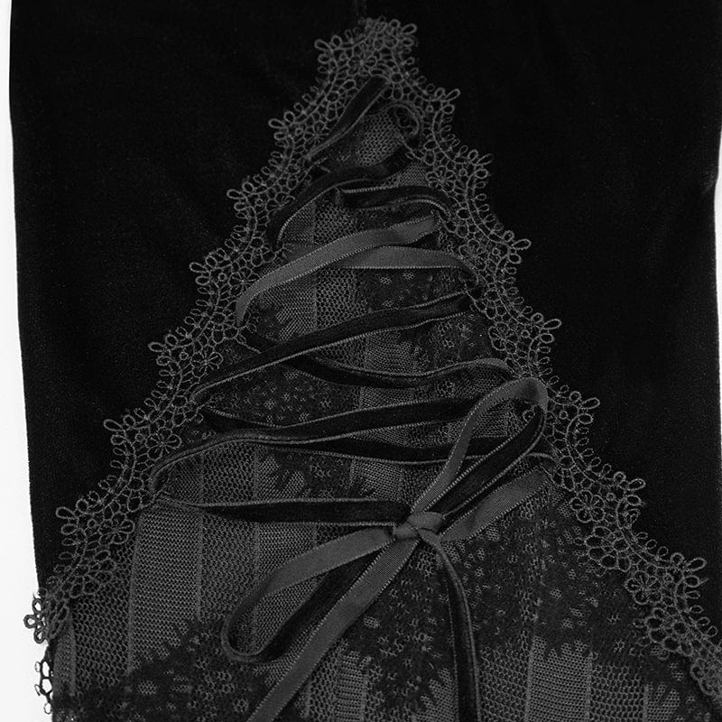 Women's Gothic Strappy Lace Splice Flared Leggings - Image 6