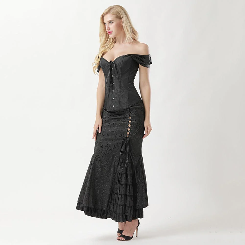 Women's Gothic Strappy Off Shoulder Overbust Corset - Image 2