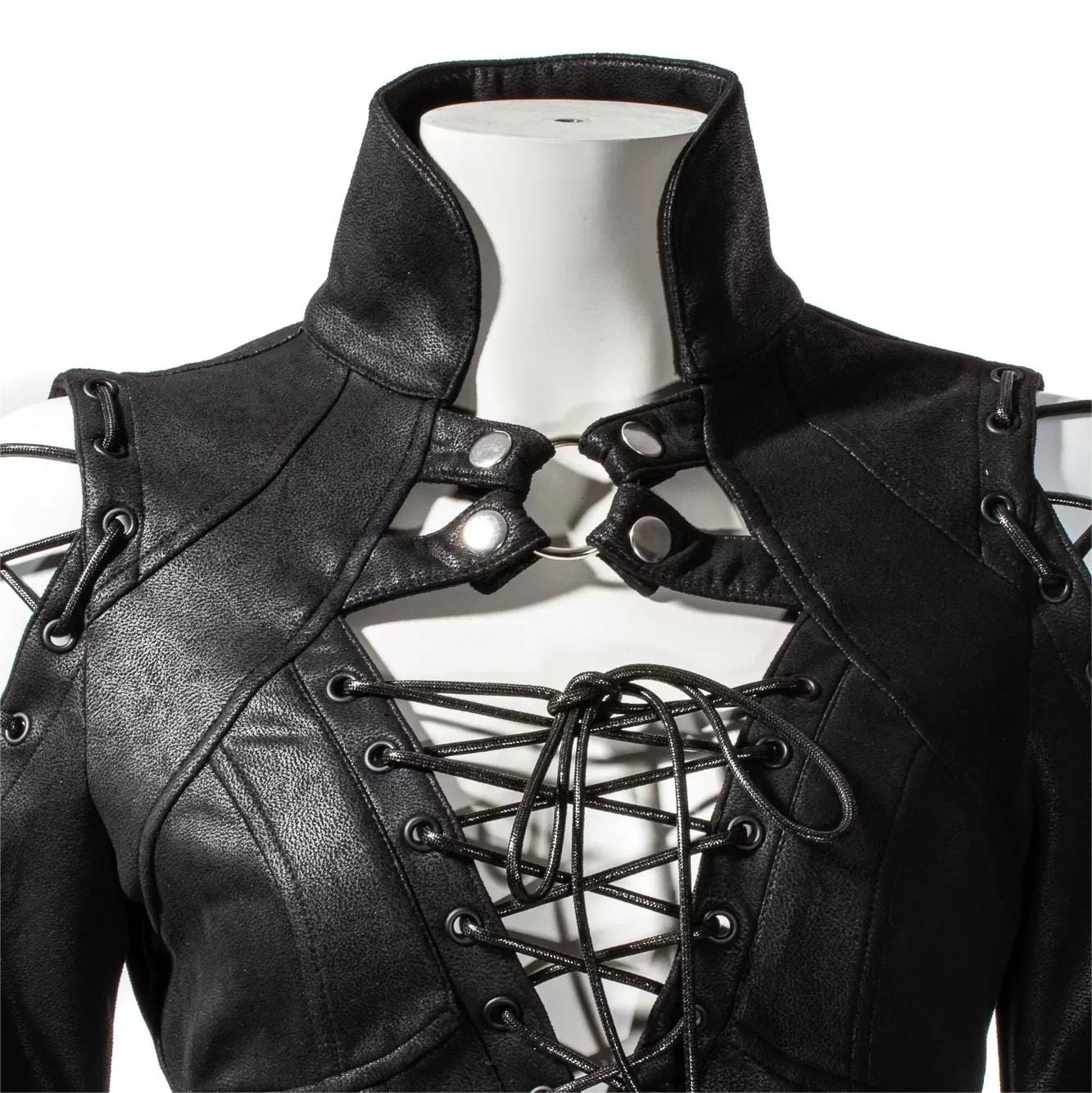 Women's Gothic Strappy Off Shoulder Split Dress - Image 8