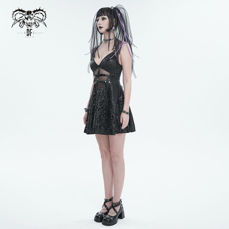 Women's Gothic Strappy Plunging Slip Dress - Image 4