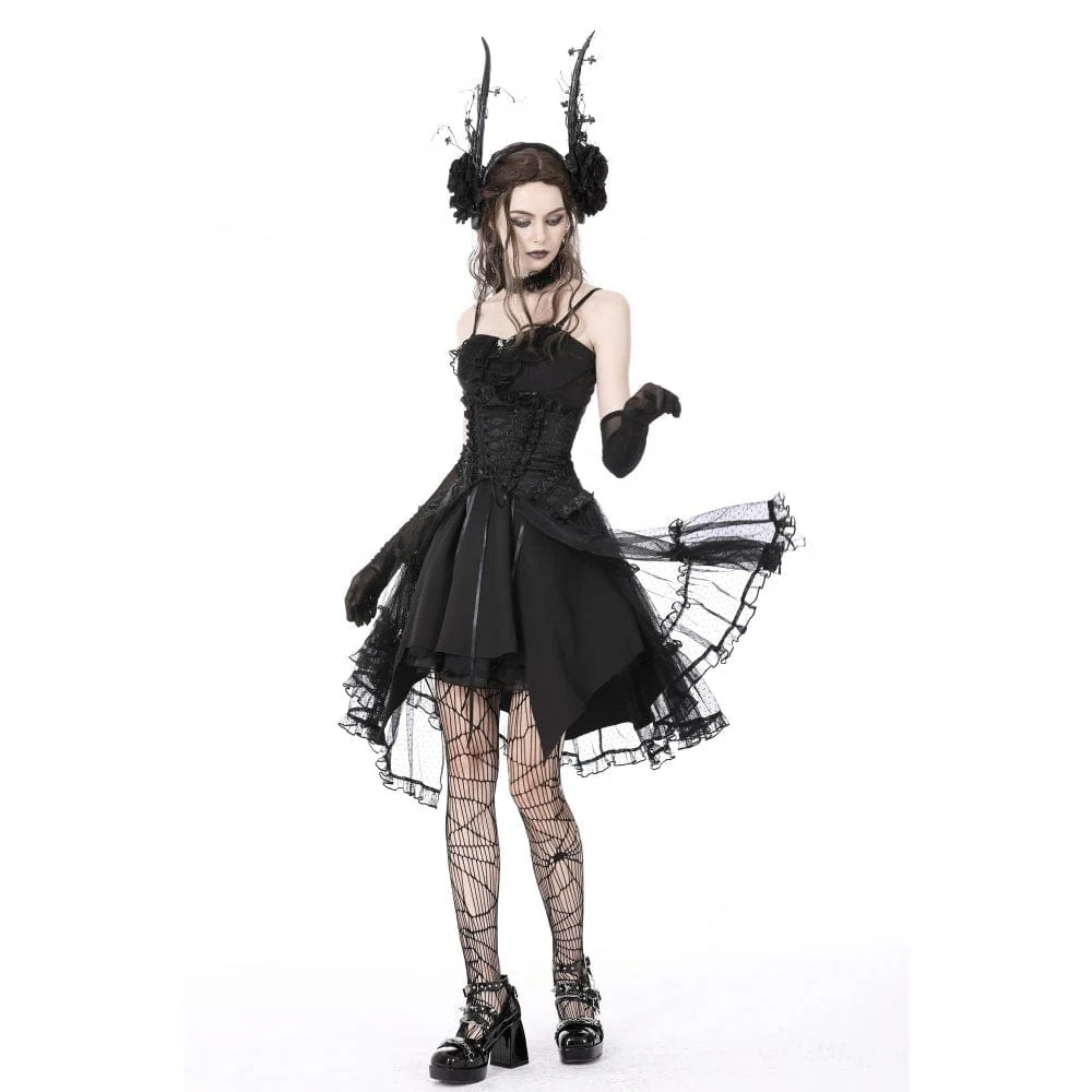 Women's Gothic Strappy Ruffled Mesh Tunic Skirt - Image 3