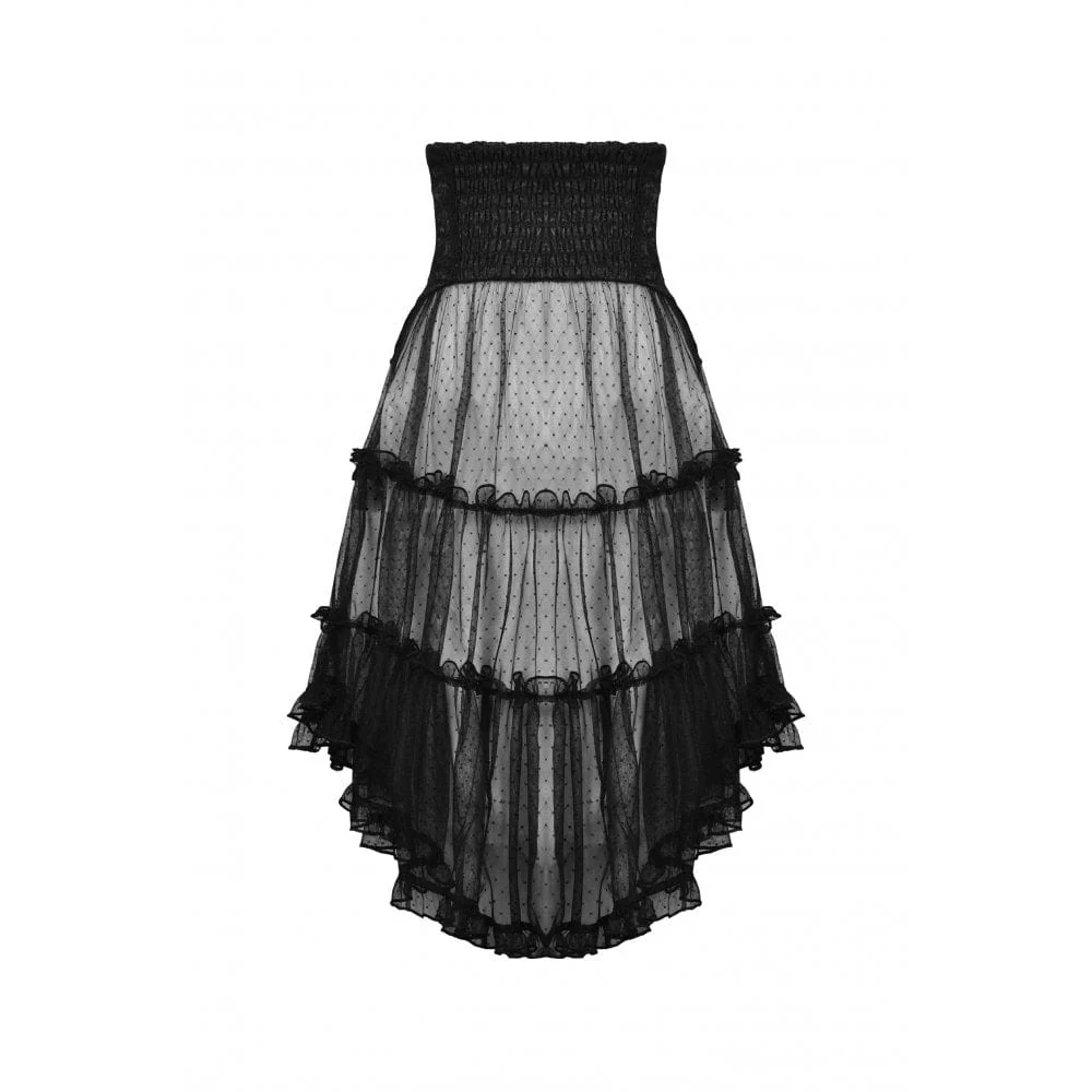 Women's Gothic Strappy Ruffled Mesh Tunic Skirt - Image 9