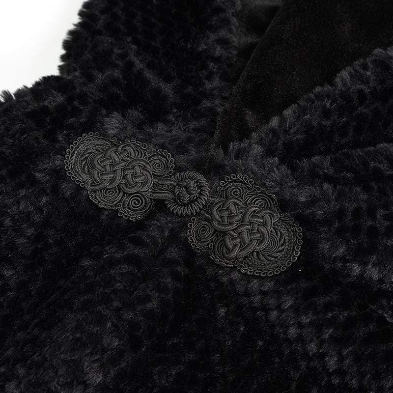 Women's Gothic Strappy Unedged Cloak with Hood Black - Image 11