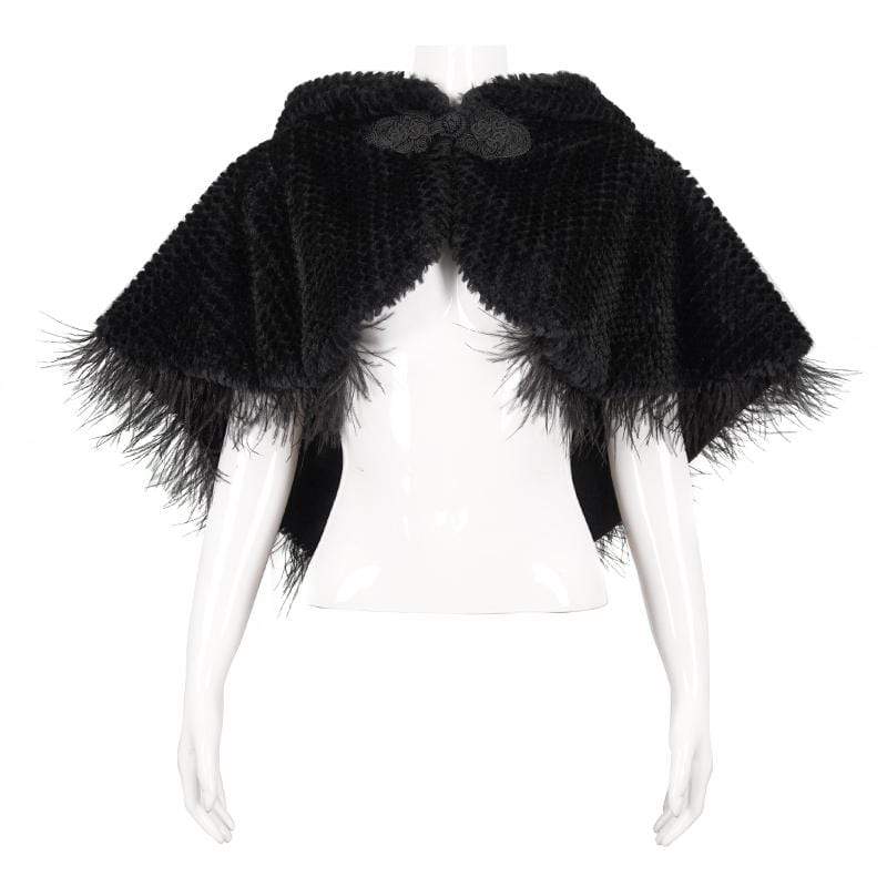 Women's Gothic Strappy Unedged Cloak with Hood Black - Image 7