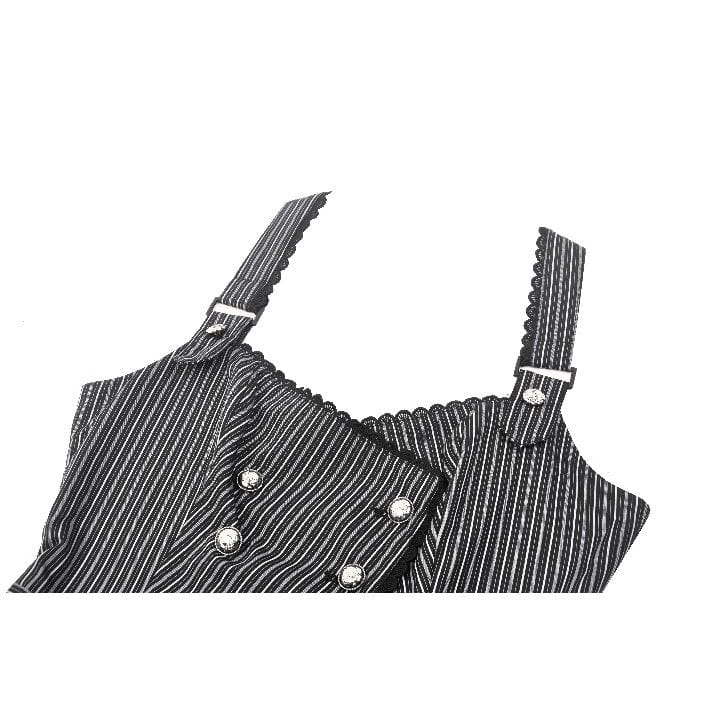 Women's Gothic Striped Buckled Waistcoat - Image 13