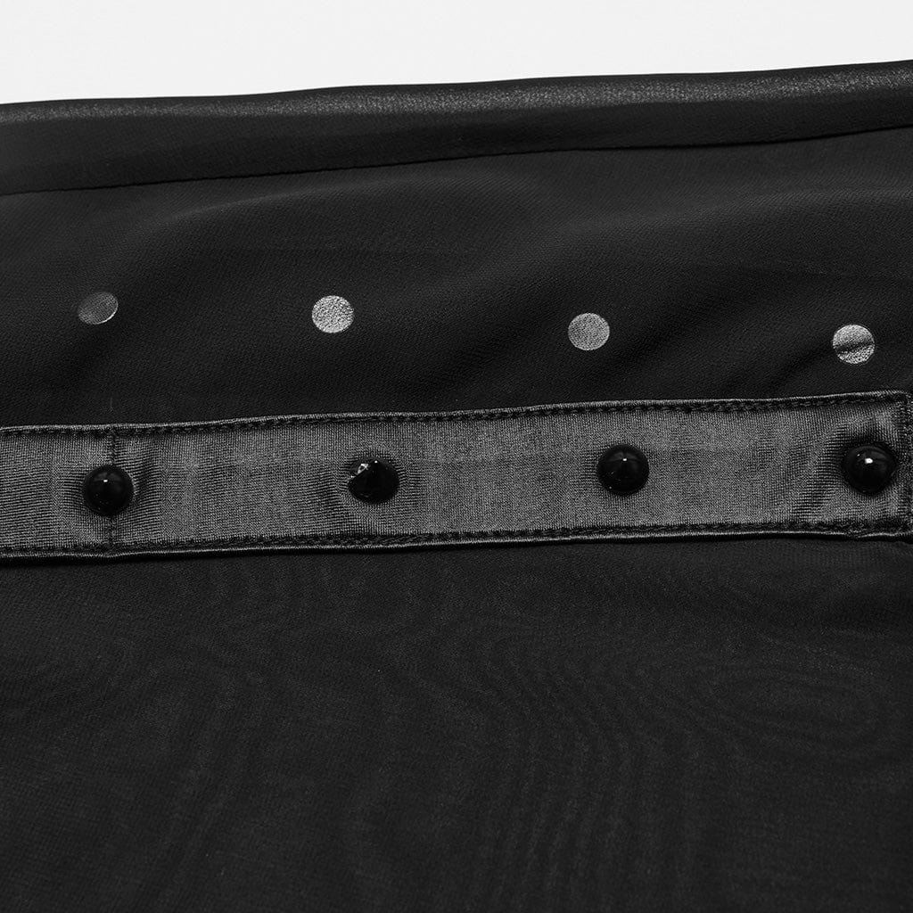 Women's Gothic Studded Split Chiffon Skirt with Belt - Image 8