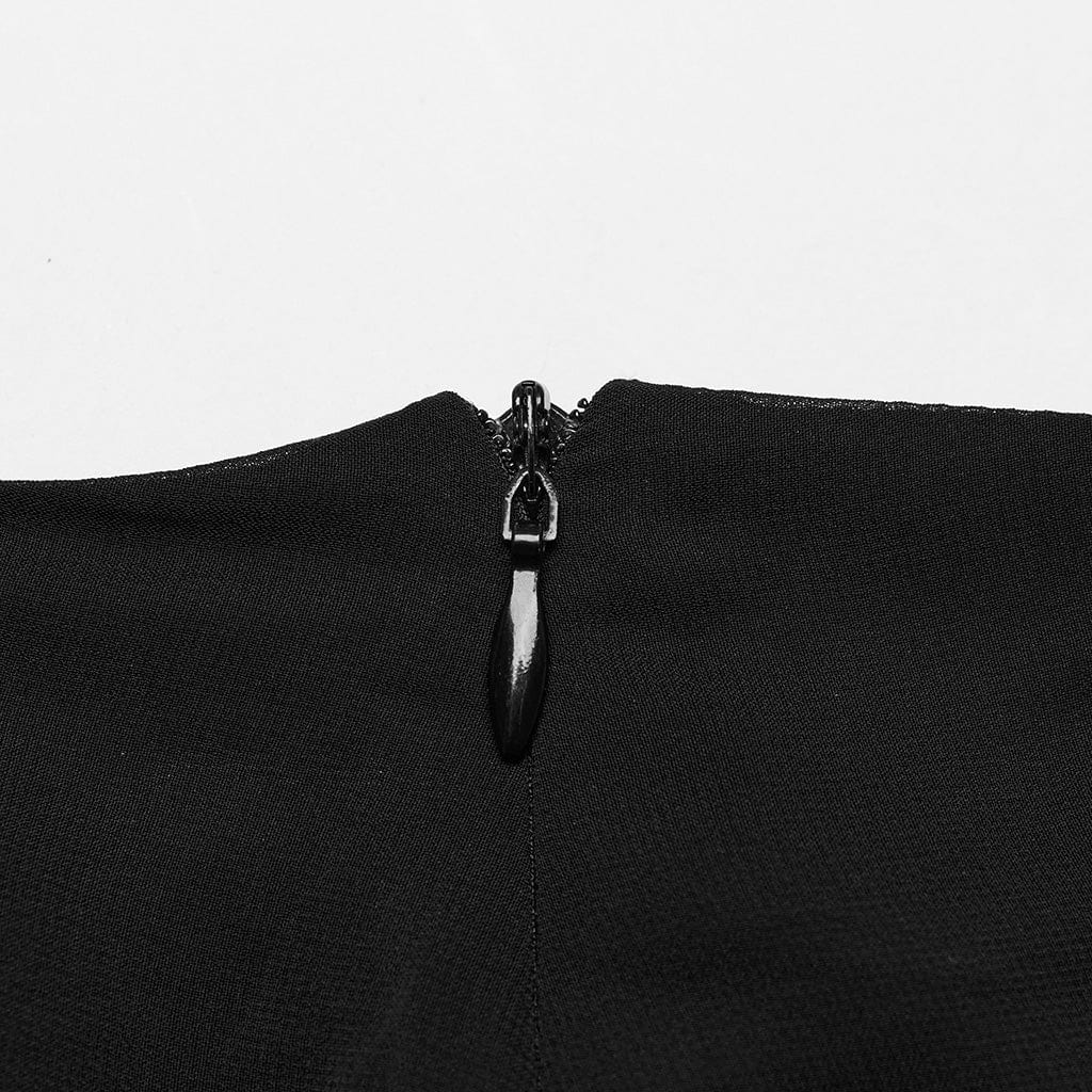 Women's Gothic Studded Split Chiffon Skirt with Belt - Image 9