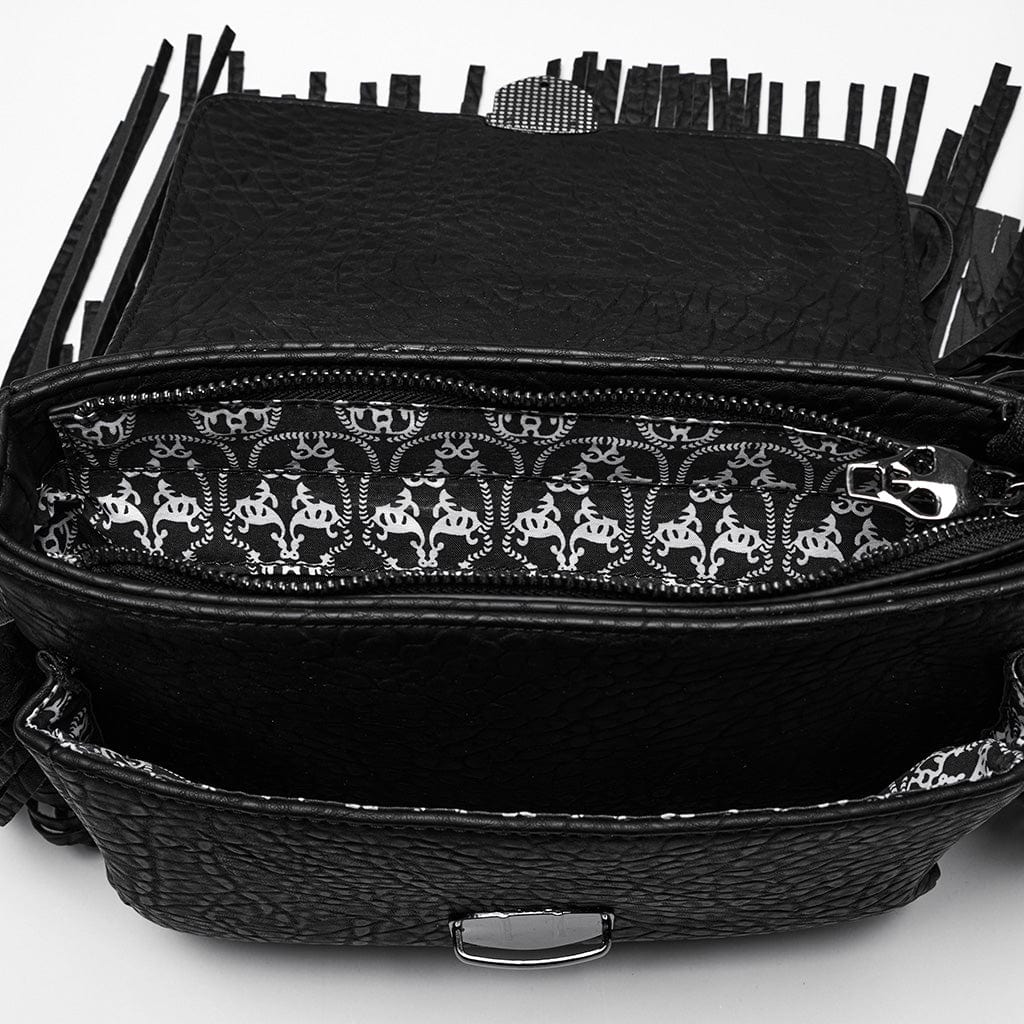 Women's Gothic Studded Tassels Faux Leather Bag - Image 9