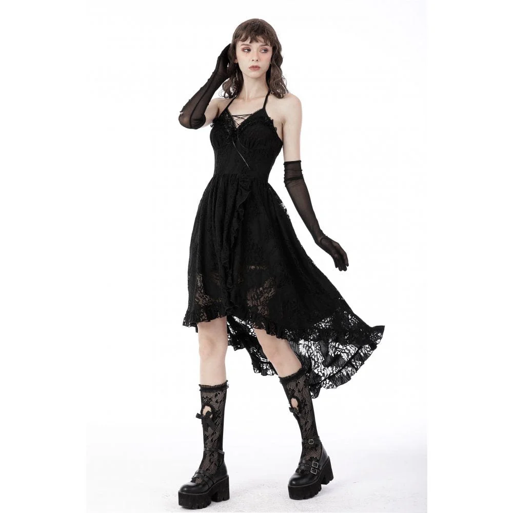 Women's Gothic Swallow Tail Floral Lace Dress - Image 3