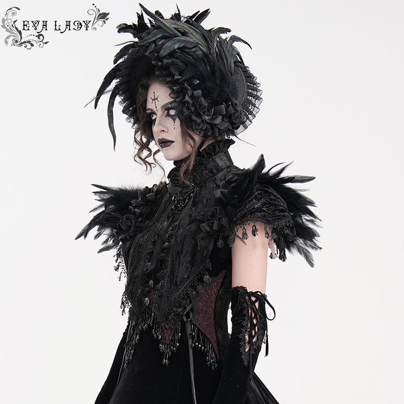 Women's Gothic Tassels Feather Lace Cape - Image 2