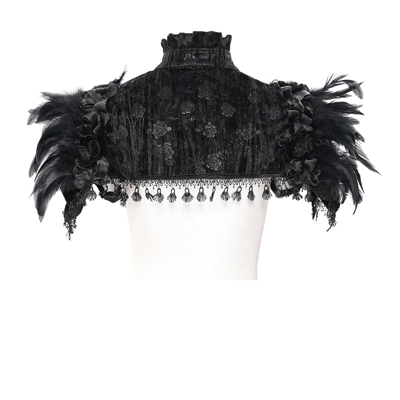 Women's Gothic Tassels Feather Lace Cape - Image 8