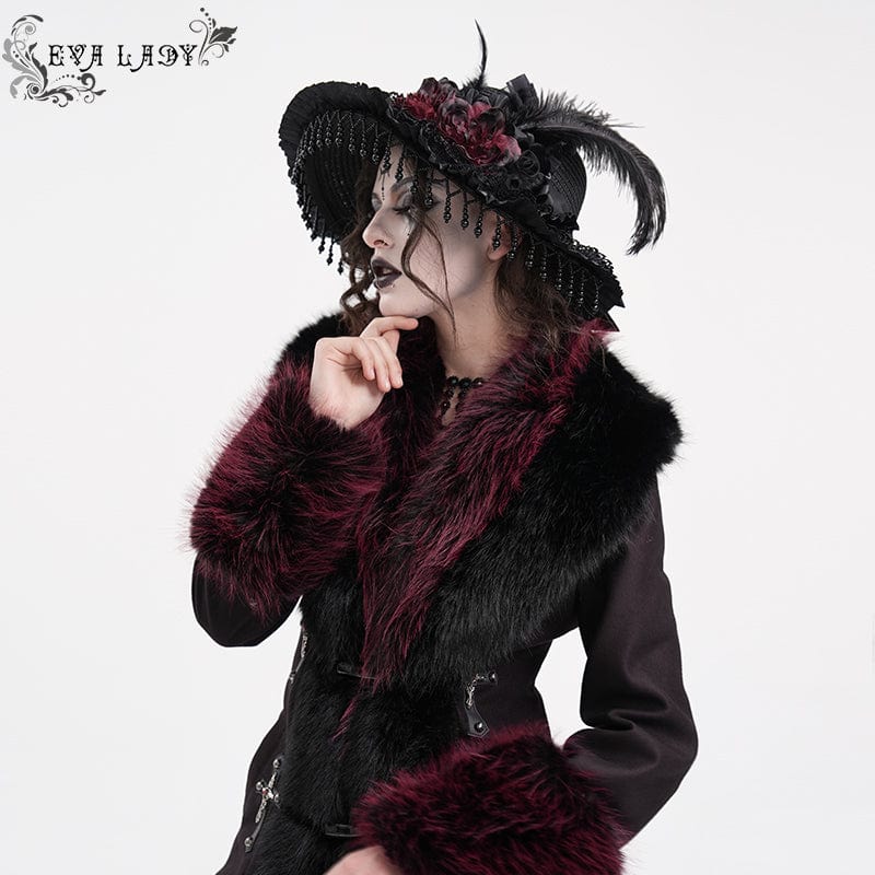 Women's Gothic Tassels Feather Rose Hat - Image 4