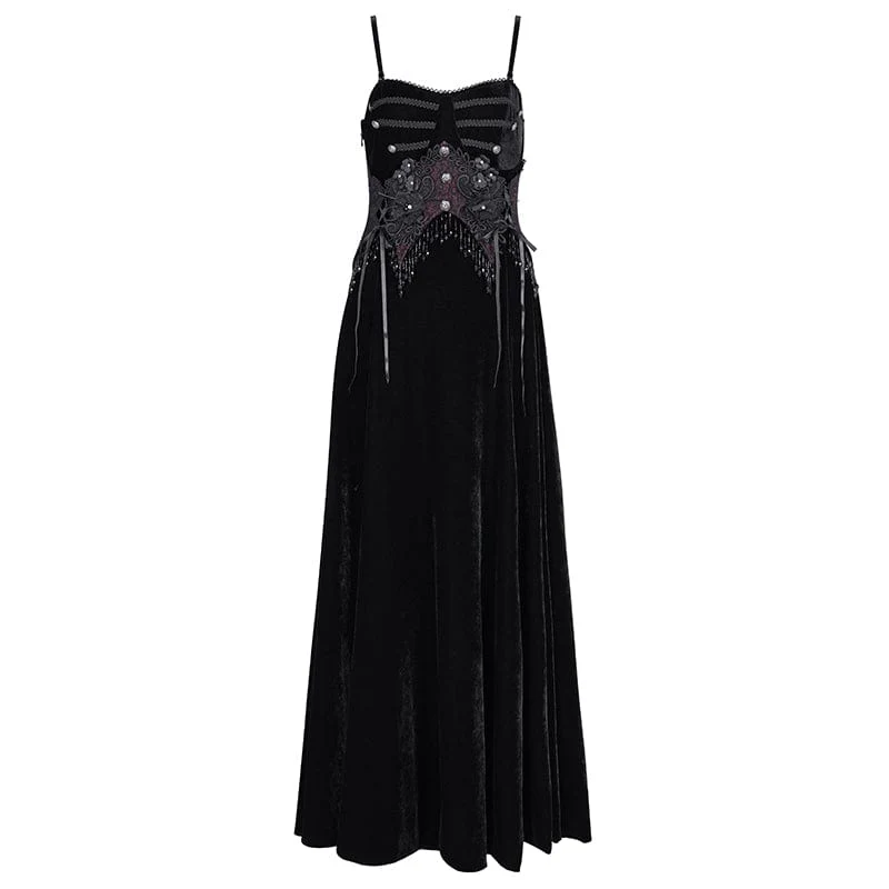 Women's Gothic Tassels Lace-up Slip Dress Wedding Dress - Image 5