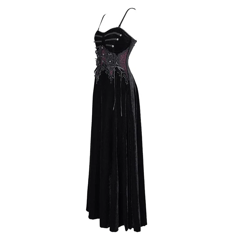 Women's Gothic Tassels Lace-up Slip Dress Wedding Dress - Image 6