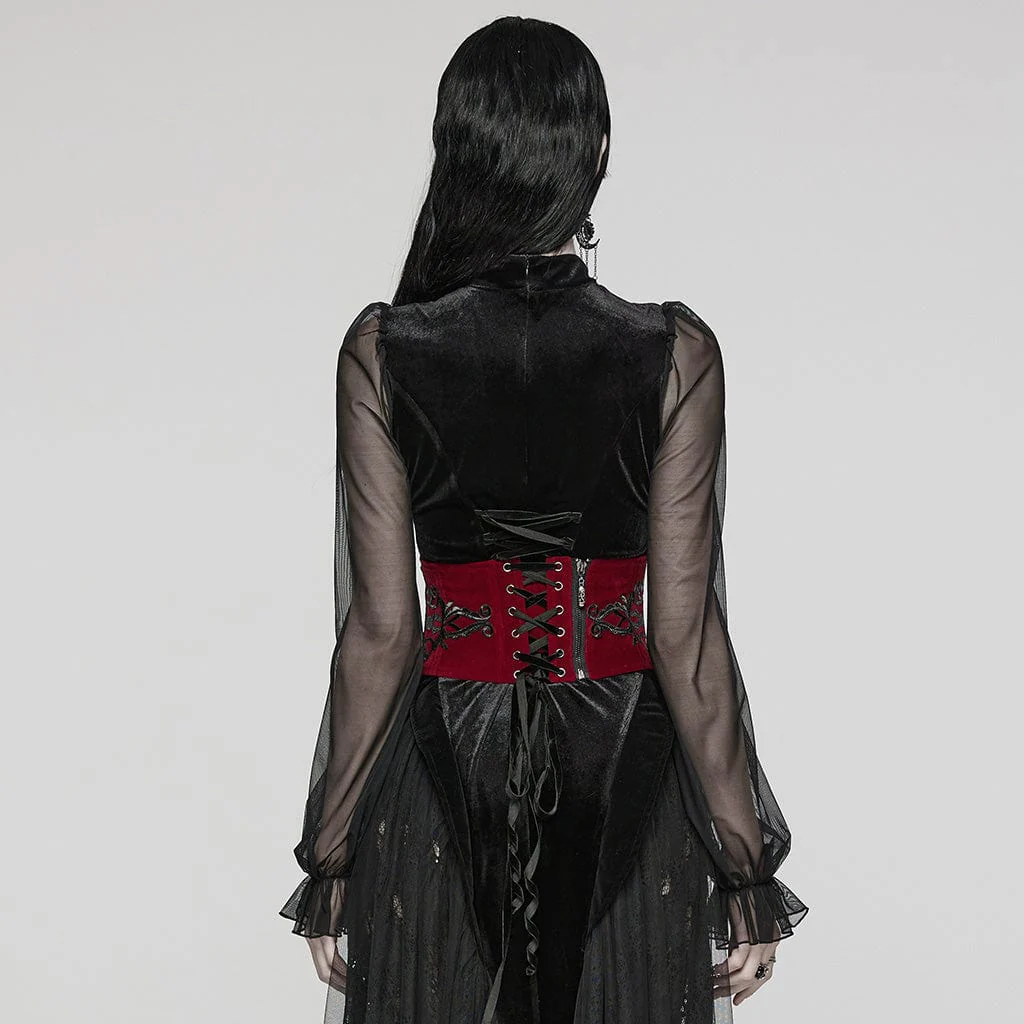 Women's Gothic Underbust Corset Black-Red - Image 3