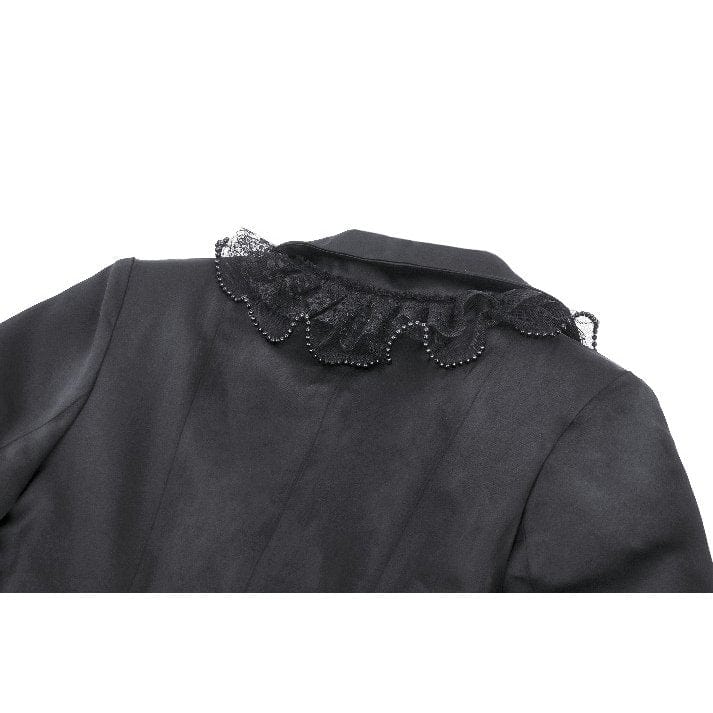 Women's Gothic Vampire Button Jacket Black Red - Image 13