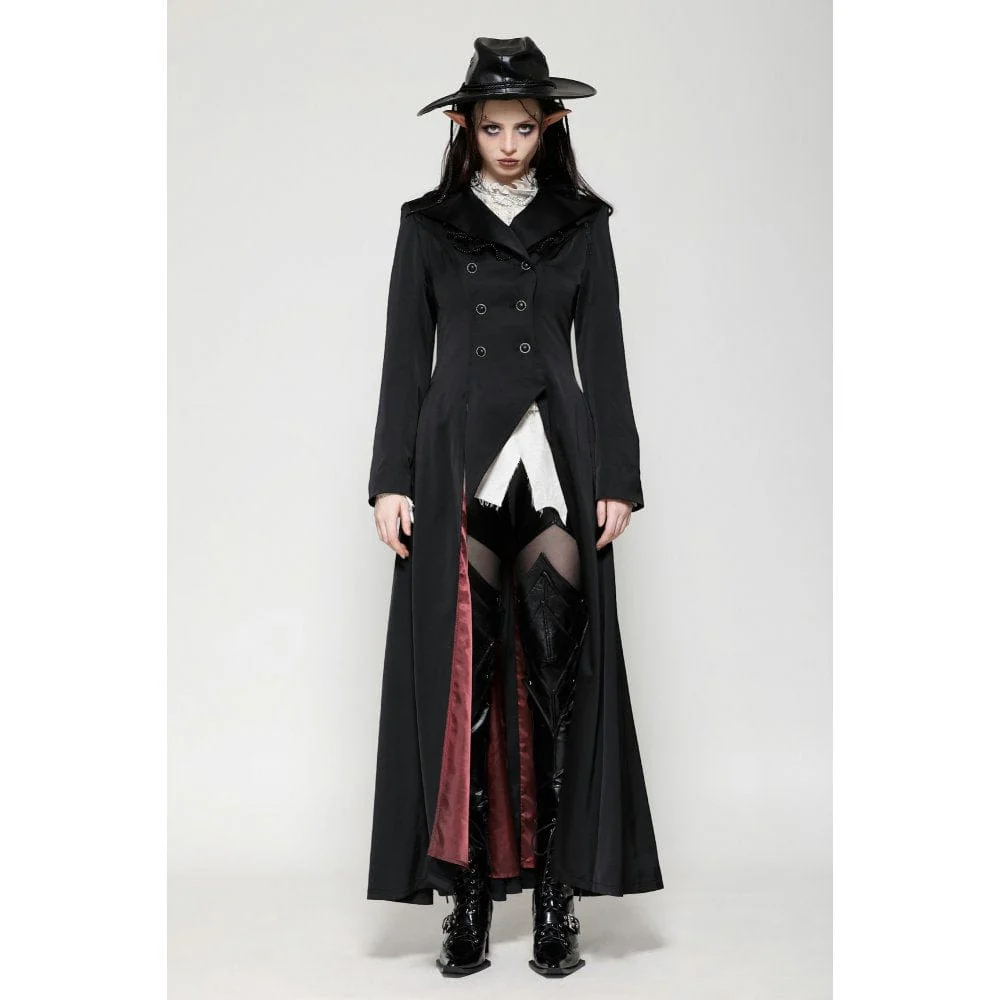 Women's Gothic Vampire Button Jacket Black Red - Image 2