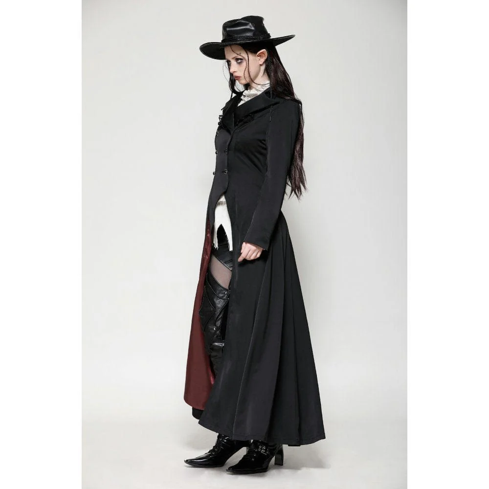 Women's Gothic Vampire Button Jacket Black Red - Image 9