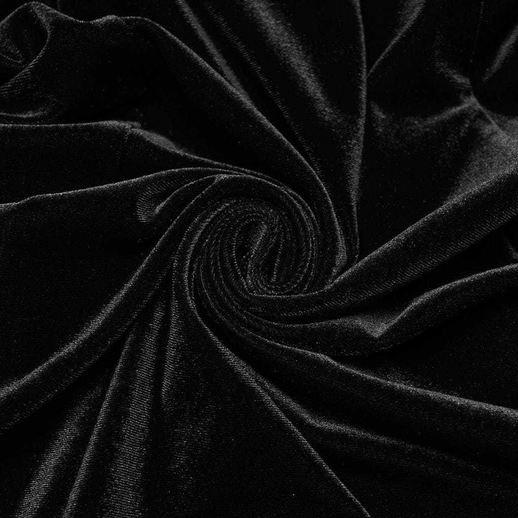 Women's Gothic Velvet Ruched Mermaid Skirt Black - Image 7