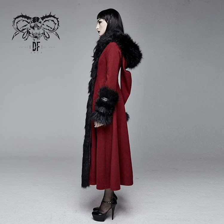 Women's Gothic Winter Warm Overcoats With Detachable Fluffy Accessories - Image 3