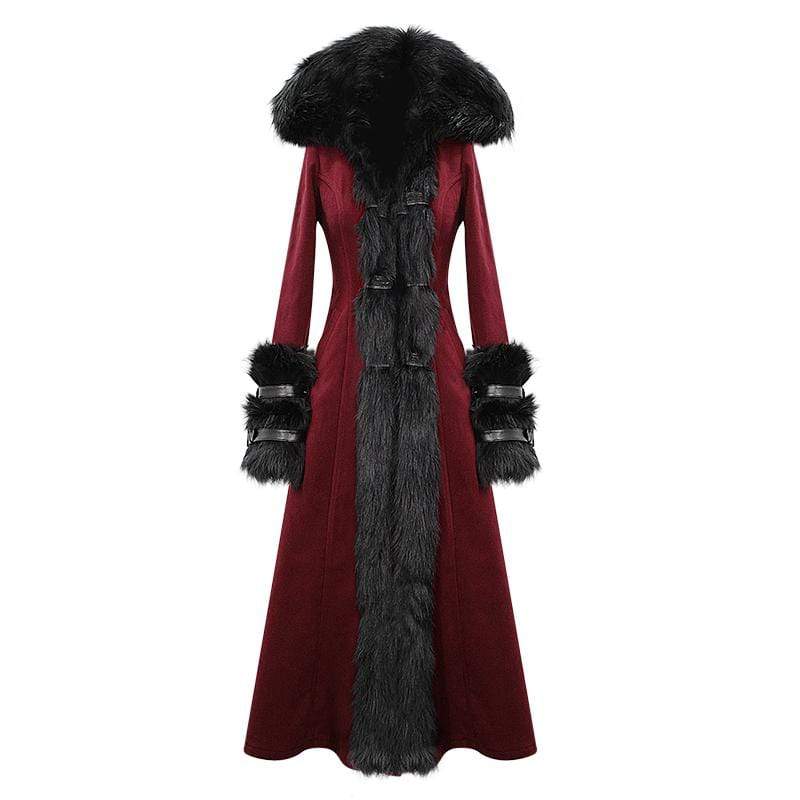 Women's Gothic Winter Warm Overcoats With Detachable Fluffy Accessories - Image 5