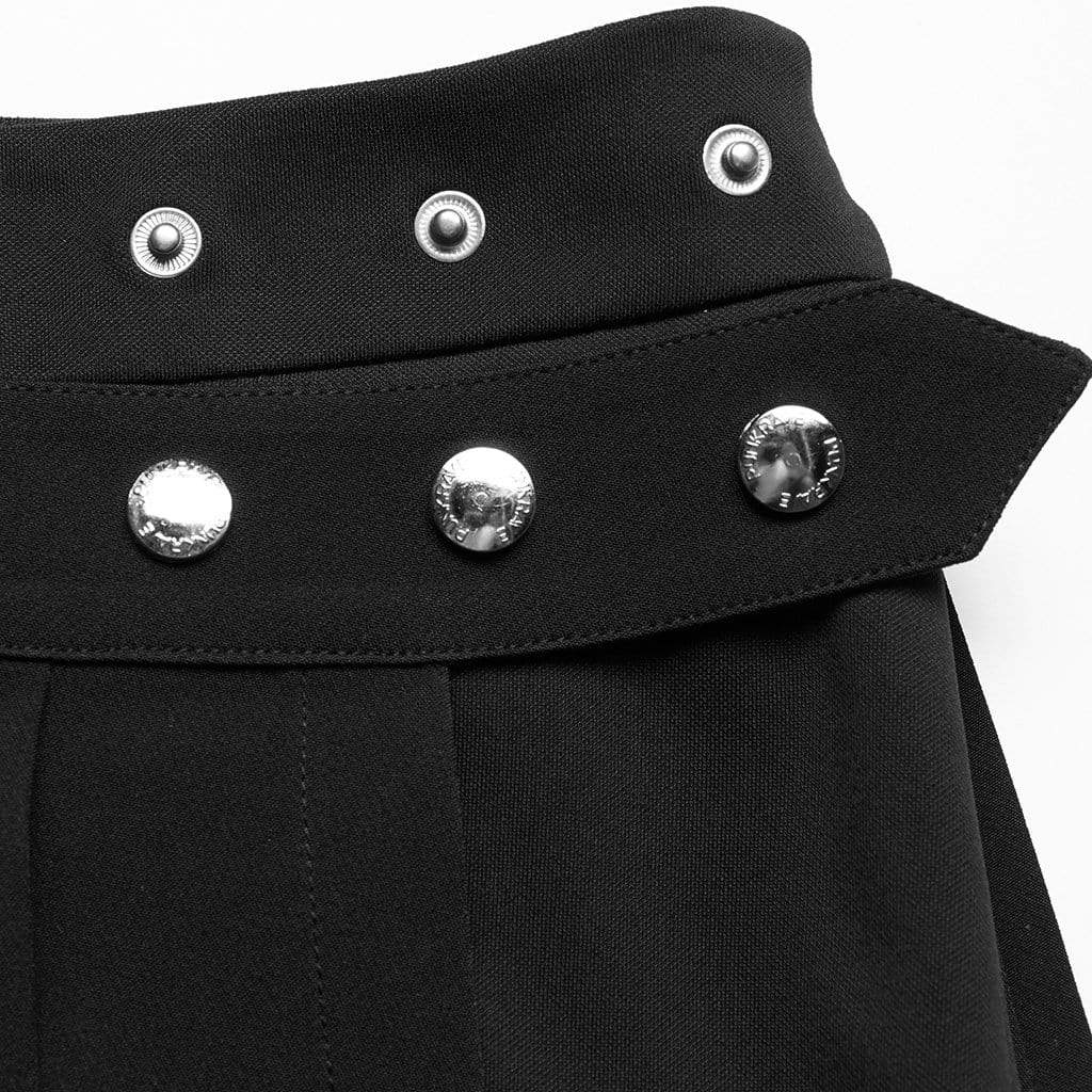 Women's Grunge Black Two-piece Culottes Pleated Skirts - Image 8