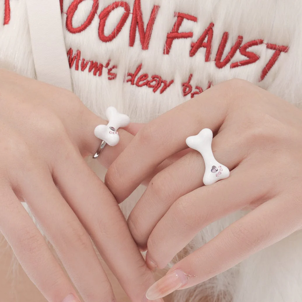 Women's Grunge Bone Beaded Ring
